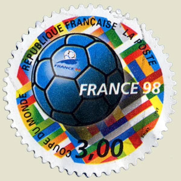 FRANCE - 1998<br><br>Wrong flags<br><br>Almost all flags on this stamp do not exist, or do not belong to the teals that competed for the Soccer Champioship 1998. (1/1)