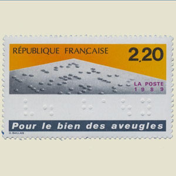 FRANCE - 1989<br><br>Hidden name<br><br>Valentin Hauy written in Braille (1/1)